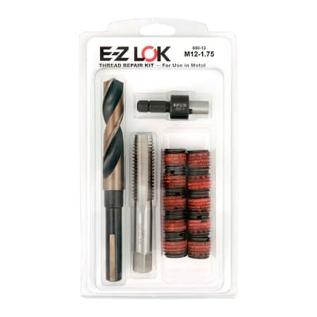 E-Z Lok Thread Repair Kit, Self Locking Thread Inserts, M12-1.75-3/4"-10, Steel EZ-650-12